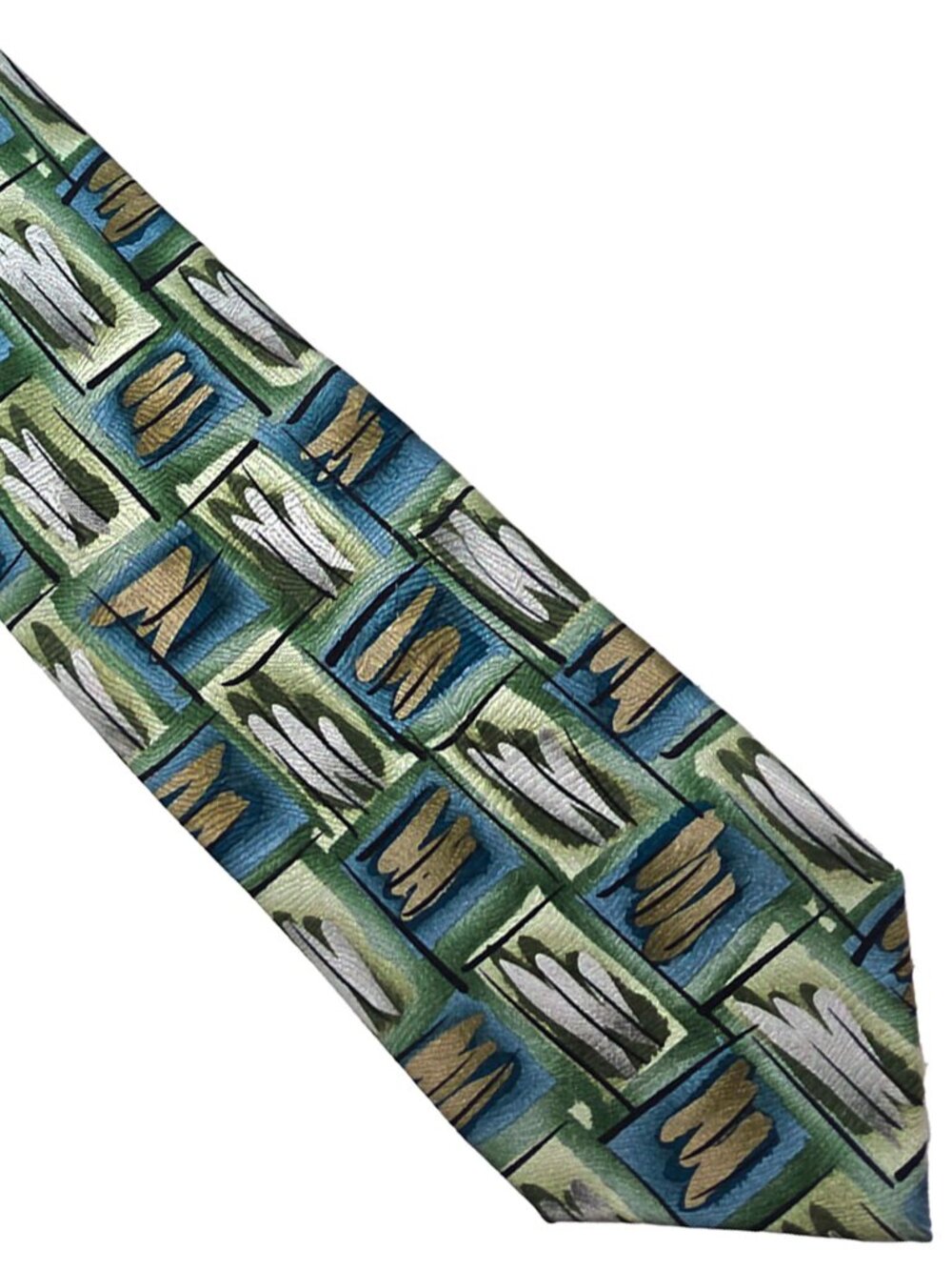 Jerry Garcia Green Blue Brown Abstract Collection 47 Limited Ed Silk Tie Necktie